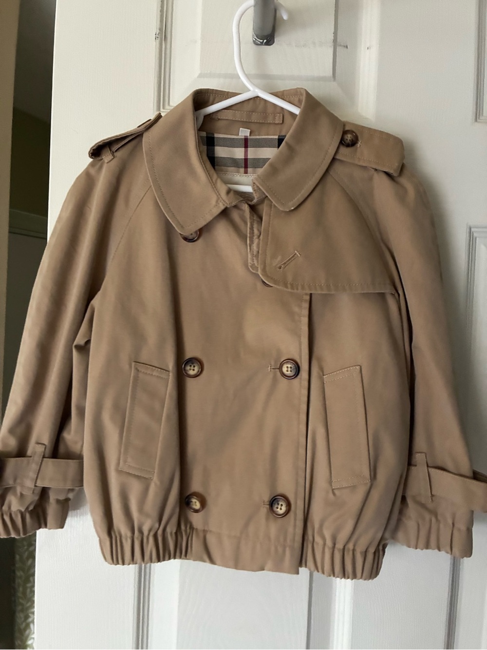 Burberry Tan Short Double-Breasted Trench Jacket